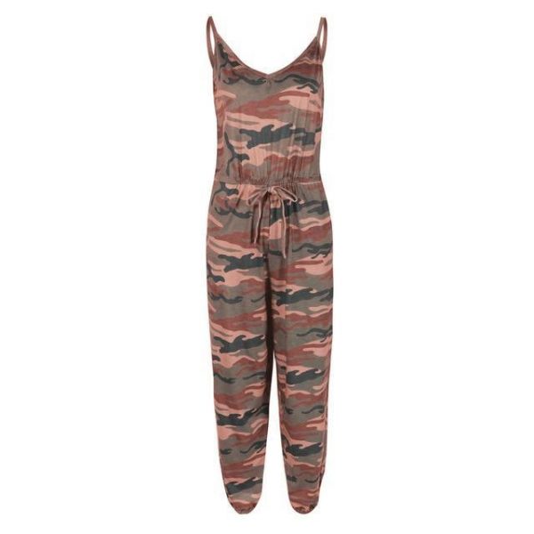 Sexy Green Camouflage Print Rompers Womens Jumpsuit Tunic Playsuit Summer Spaghetti Strap Sleeveless One Piece Outfit Streetwear - Takalr