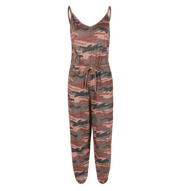 Sexy Green Camouflage Print Rompers Womens Jumpsuit Tunic Playsuit Summer Spaghetti Strap Sleeveless One Piece Outfit Streetwear - Takalr