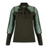 Sexy Long Sleeve Tops and Shirt Fall Clothing Sexy Meshpolka Dot See Through Bow Bandage Long Sleeve Women Blouse - Takalr