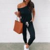 Sexy Off Shoulder Bandage Rompers Womens Clothing Jumpsuit Black Gray Playsuit Summer Short Sleeve One Piece Outfit Streetwear - Takalr