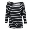 Sexy Off Shoulder Long Sleeve Shirt Fall Clothing For Women Shirts Striped Tops Black Gray Tees Autumn Casual Loose Streetwear - Takalr