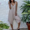 Sexy Off Shoulder Solid Color Low Cut Sleeveless Wid Leg Women Playsuit Sexy Women Romper Summer Cloth - Takalr