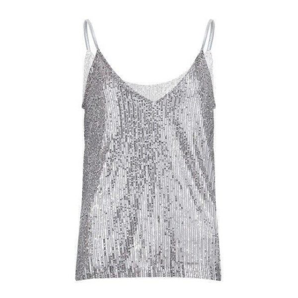 Sexy Tops and Shirt Women Sexy Sleeveless Tops  Low Cut Sleeveless Beading Solid Color Women Tank Tops Sexy Camis - Takalr