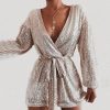 Club party rompers womens jumpsuit Long sleeve sequin women jumpsuit Autumn sashes wrap playsuit overalls body mujer - Takalr