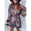 V neck wrap dress women long sleeve ruffles party dress autumn  fashion leopard dresses Elegant high waist vestido - Takalr