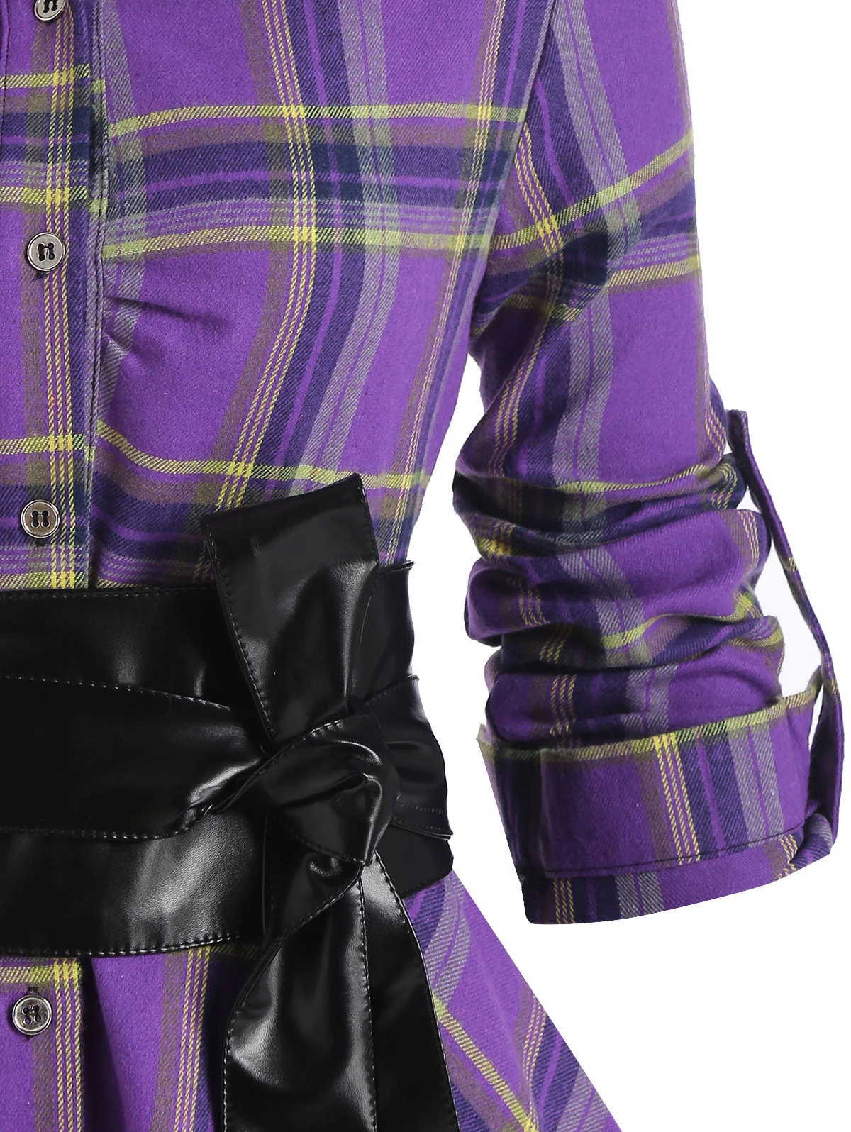 Handkerchief Dress Fashion Plaid Print Button Up Long Sleeve Shirt Dress Fall Clothes for Women Casual Short Dresses - Image 9