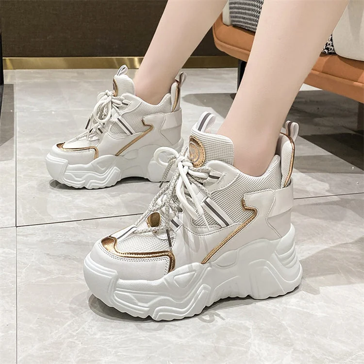 Women's Sports Shoes New Fashion Breathable Mesh Women Shoes Thick-Soled Increased Solid Color Sneakers Korean Style - Image 2