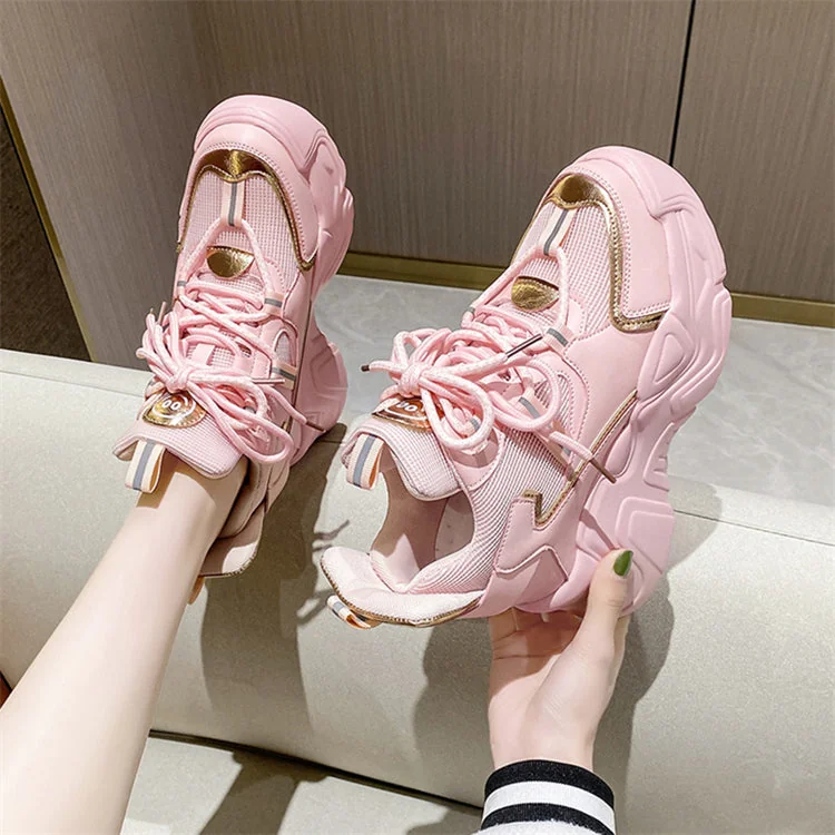 Women's Sports Shoes New Fashion Breathable Mesh Women Shoes Thick-Soled Increased Solid Color Sneakers Korean Style - Image 8