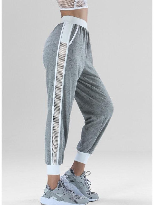 Side hollow out pants women Summer fashion solid color sweatpants Mid-waist trousers womens Grey white black pantalon femme - Takalr