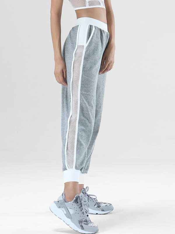 Side hollow out pants women Summer fashion solid color sweatpants Mid-waist trousers womens Grey white black pantalon femme - Takalr