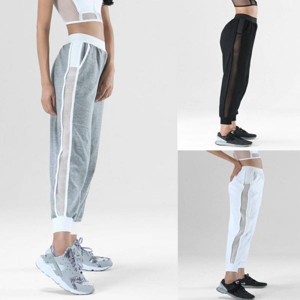 Side hollow out pants women Summer fashion solid color sweatpants Mid-waist trousers womens Grey white black pantalon femme - Takalr