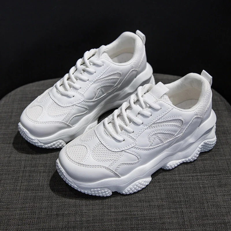 Sneakers New Fashion For Women Solid Color PU Leather Comfy Breathable Mesh Platform Shoes Causal Trendy Woman Sport Shoes - Image 14
