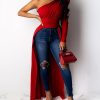 Solid One Shoulder Dip Hem Blouse - Takalr