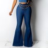 Solid color high waist jeans woman Autumn skinny jeans woman Fashion denim jean flare pants streetweat pantalon mujer - Takalr