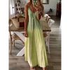 Solid color v neck dress women Spaghetti strap draped summer beach dress 2019 Casual long maxi dresses robe femme vestidos mujer - Takalr