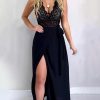 Spaghetti Strap Lace Insert Slit Maxi Dress Women Secy v neck black summer dress Backless beach maxi dresses Robe femme vestidos - Takalr