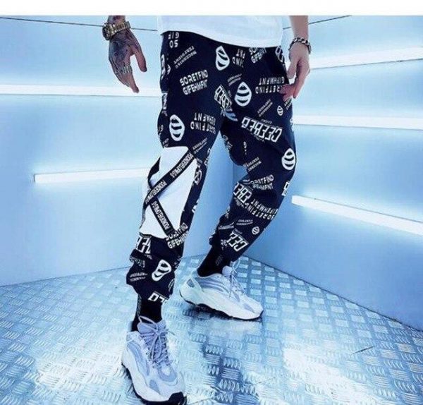 Spring Unisex Black BF Harajuku Reflective Pants Plus Size 3XL Hip Hop Street Dance Cargo Pants Women Ribbon Casual Harem Pants - Takalr