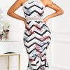 Stirped Print Halter Bodycon Dress Women Ruffles Hem Slim Fit Lady Dress Summer Night Culd Sexy Party Dress - Takalr