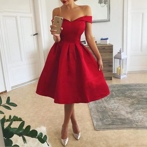 Strapless off the shoulder dress Women short sleeve A-line pleated dresses Summer elegant ladies party dress sexy vestidos mujer - Takalr