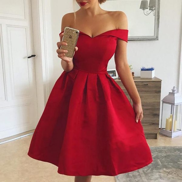 Strapless off the shoulder dress Women short sleeve A-line pleated dresses Summer elegant ladies party dress sexy vestidos mujer - Takalr