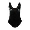 Summer Clothes Sexy Ladies Black Bright Leather Bodycon Bodysuit Women Sleeveless V Neck Romper One Piece Jumpsuit Club Outfit - Takalr