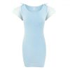 Summer Clothing Sexy Blue Round Neck Lace Patchwork Bow Short Sleeve Women Dress Sexy Drss Bodycon Dress - Takalr