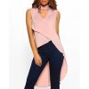 Summer Sexy Fashion Pink Chiffon Tops Sleeveless Halter Tank Top Elegant Women Irregular Clothes Casual Long Shirt Streetwear - Takalr