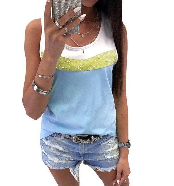 Summer T Sshirt Blue Yellow Pink Patchwork Drill Tshirt Sexy Off The Shoulder Tops For Women O Neck Shirts Casual Streetwear Tee - Takalr