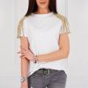 Summer White Tassel Sequin Patchwork T Shirt Women Clothes Short Sleeve O Neck Shirts Sexy Tshirt Casual Tops Fashion Streetwear - Takalr