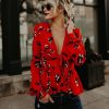 Summer deep v neck blouse for women Elegant flower printed peplum tops puff sleeve ruffles blouse shirts femme top - Takalr