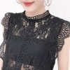 Summer new women's fresh temperament openwork lace top women's solid color wild vest women - Takalr