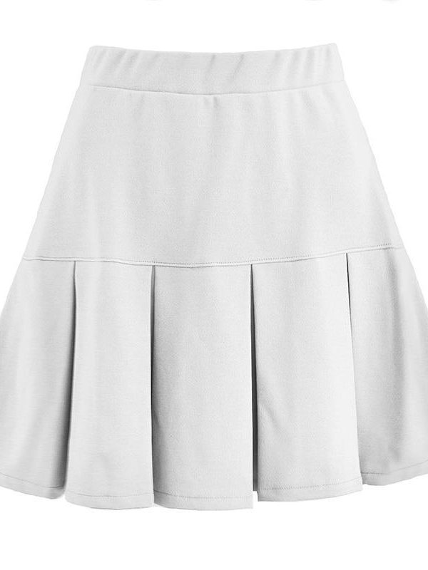 Sweetown White Solid Pleated Skirts Womens Preppy Style High Waist Casual 90s Mini Skirt Woman 2020 Y2K Fashion Streetwear - Takalr