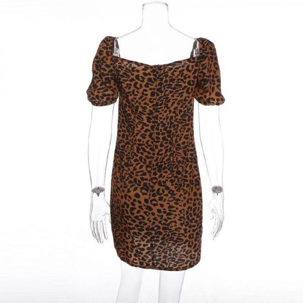 Vintage leopard print dress Women night clubg party dress Summer 2019 Mini bodycon dresses Front lace up vestidos de festa - Takalr