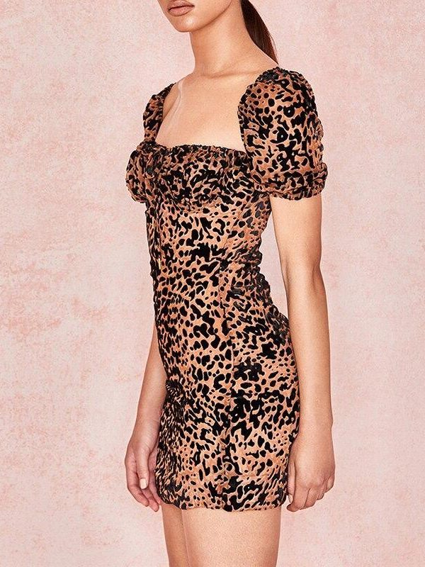 Vintage leopard print dress Women night clubg party dress Summer 2019 Mini bodycon dresses Front lace up vestidos de festa - Takalr