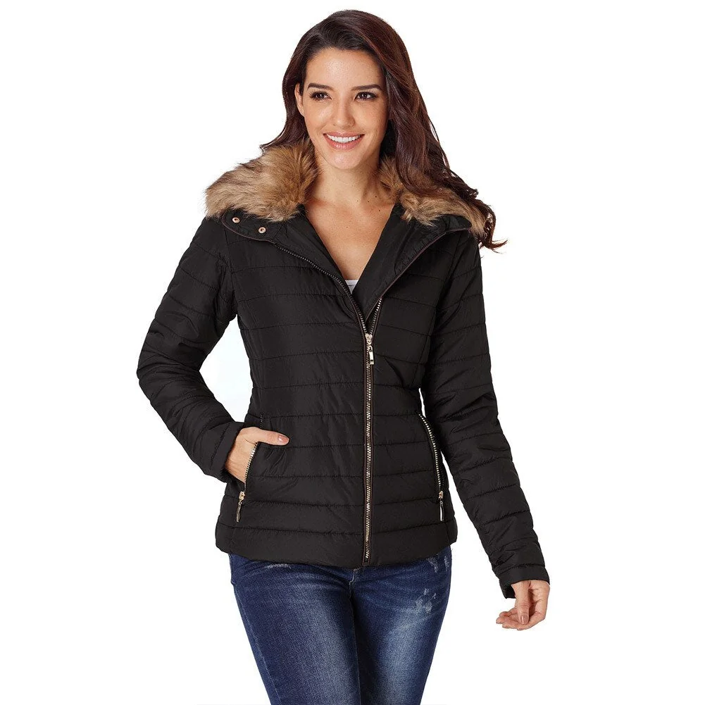 Winter Imitation Collar Long-sleeved Cotton Jacket Women Zippered Clothes - Image 7