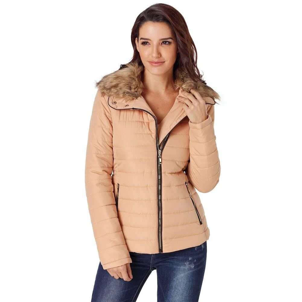 Winter Imitation Collar Long-sleeved Cotton Jacket Women Zippered Clothes - Image 9