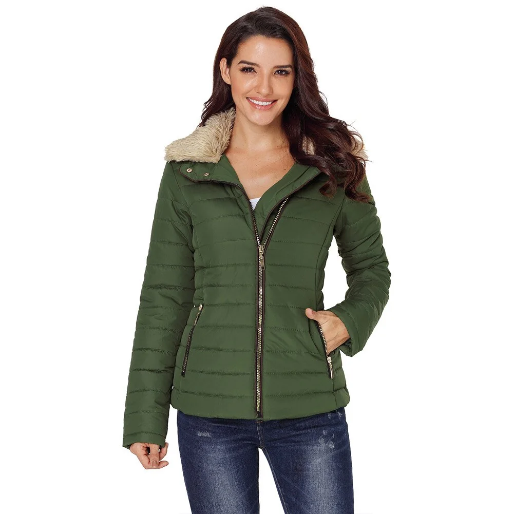 Winter Imitation Collar Long-sleeved Cotton Jacket Women Zippered Clothes - Image 8