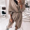 Winter Women Open Stitch Sweater Cardigan Pocket Solid Loose Long Sweater Fashion Casual Knitted Sweaters Jacket - Takalr