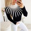 Women Casual Slim Striped Print Top Long Sleeve O Neck Sewater Knitted Pulovers Patchwork Top - Takalr