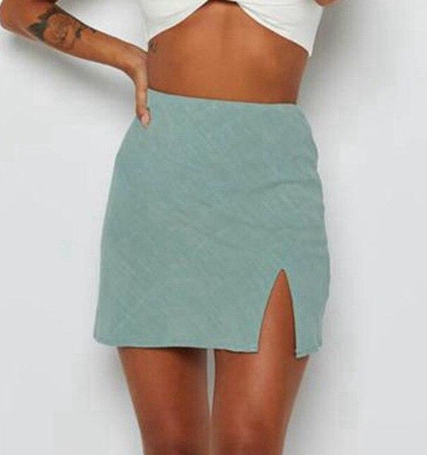 Women Clothes Summer Green Sexy Split High Waist Zipper A Line Mini Wrap Skirt Fashion Casual Short Skirts Womens Streetwear - Takalr