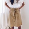 Women Clothes Summer Sexy High Waist Tunic Lace Up Bandage Midi A Line Skirt Button Skirts Womens Casual Slim Fashion Streetwear - Takalr