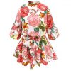 Women Dress Party Night Club Wear Casual Floral Printed Turtleneck Long Sleeve Ruffled Women A Line Dress  Long Sleeve Dress - Takalr