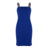 Women Dress Sexy Bodycon Dress Halter Zipper Letter Parinted Blue Sleeveless Party Dress Sexy Dress - Takalr