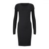 Women Dress Sexy Dress  Sexy Round Neck Solid Color Off Shoulder Skinny Long Sleeve Women Party Night Club Wear Bodycon Dress - Takalr