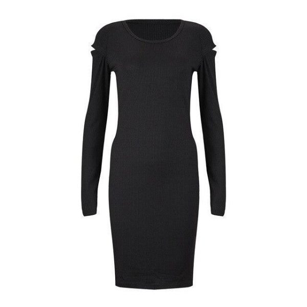 Women Dress Sexy Dress  Sexy Round Neck Solid Color Off Shoulder Skinny Long Sleeve Women Party Night Club Wear Bodycon Dress - Takalr