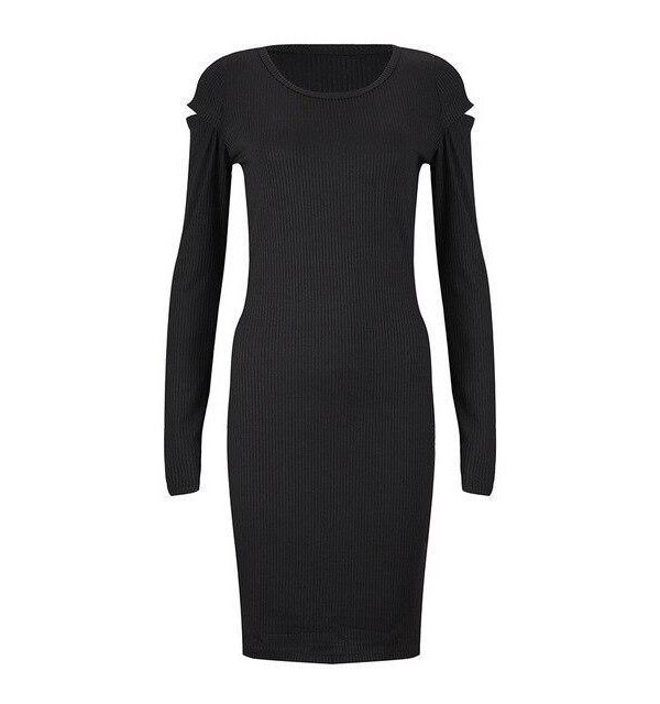 Women Dress Sexy Dress  Sexy Round Neck Solid Color Off Shoulder Skinny Long Sleeve Women Party Night Club Wear Bodycon Dress - Takalr