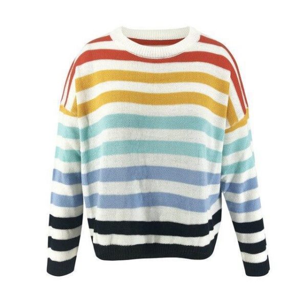 Women Fall Clothing Fashion Women Round Neck Sweatshirt for Women Striped Printed  Pullovers Casual Sweatshirts - Takalr