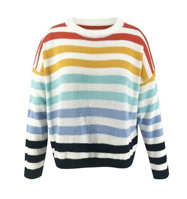 Women Fall Clothing Fashion Women Round Neck Sweatshirt for Women Striped Printed  Pullovers Casual Sweatshirts - Takalr