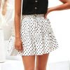 Women Korean Clothes Summer Dot Print Sexy Elastic High Waist Lace Up Pleated A Line Mini Skirt Casual Short Skirts Streetwear - Takalr