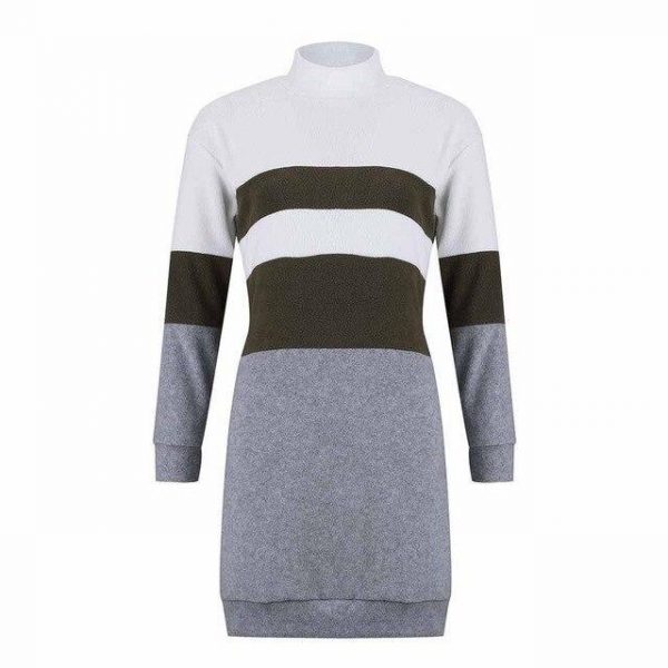 Women Party Night Bodycon Dress Fashion Casual Striped Turtleneck Long Sleeve Women Dress Sexy Dress - Takalr